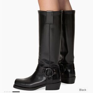 New Valentino Garavani 40mm Black Studs Calf Skin Biker Knee High Boots 37